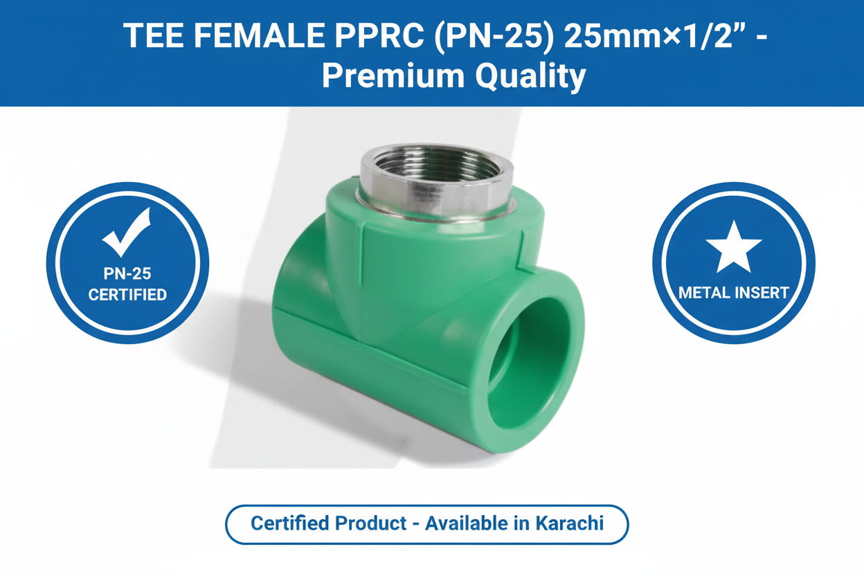 Tee Female PPRC PN-25 25mm×1/2 inch Quality Certification