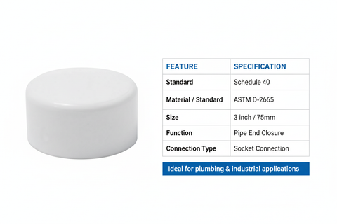 UPVC End Cap Technical Specifications - Schedule 40, ASTM D-2665