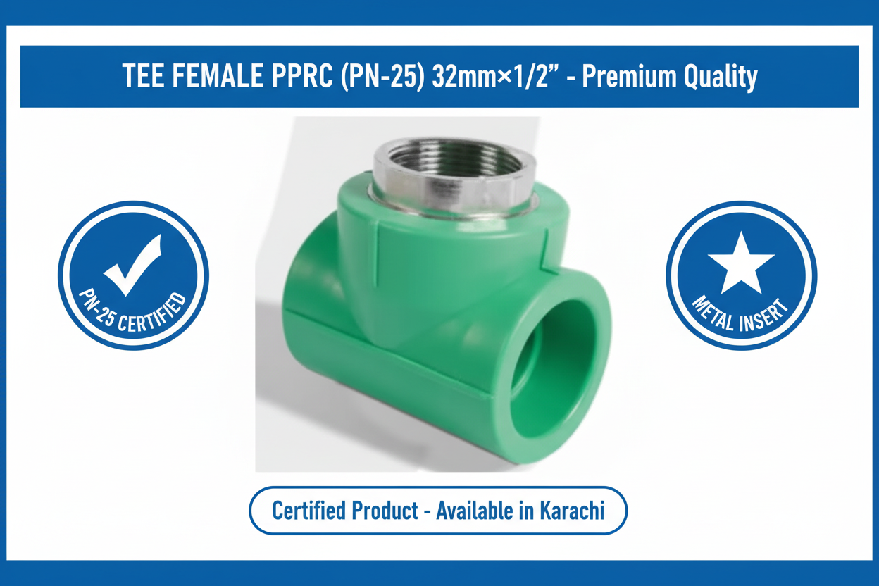 Tee Female PPRC PN-25 32mm×1/2 inch Quality Certification