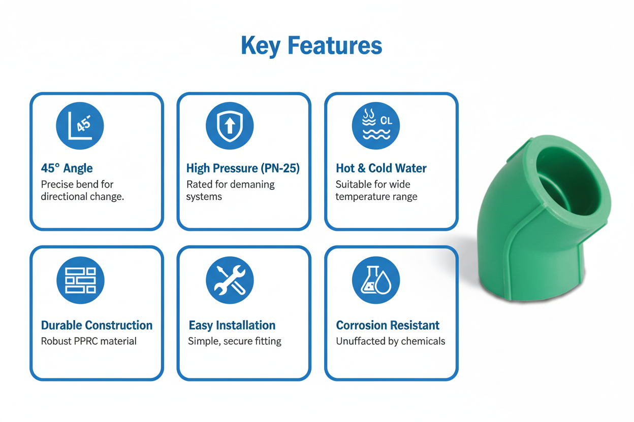 Elbow 45° PPRC PN-25 63mm Product Features