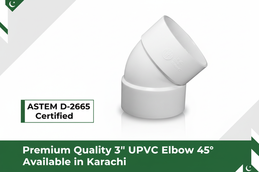 ASTM D-2665 Certified - Premium Quality 3" UPVC Elbow 45° Available in Karachi