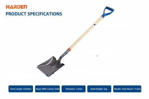 Harden 634012 Square Shovel Specifications Diagram