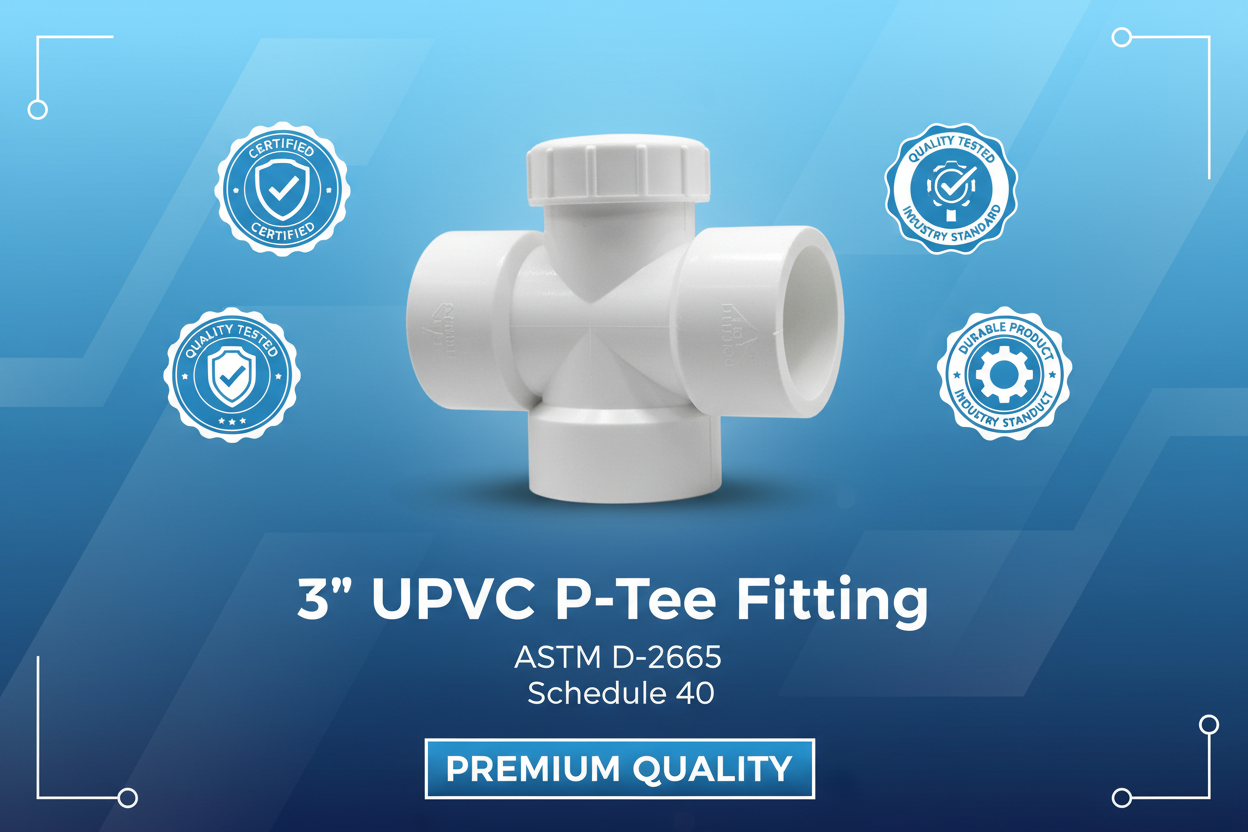 UPVC P-Tee Fitting - ASTM D-2665 Schedule 40 Premium Quality