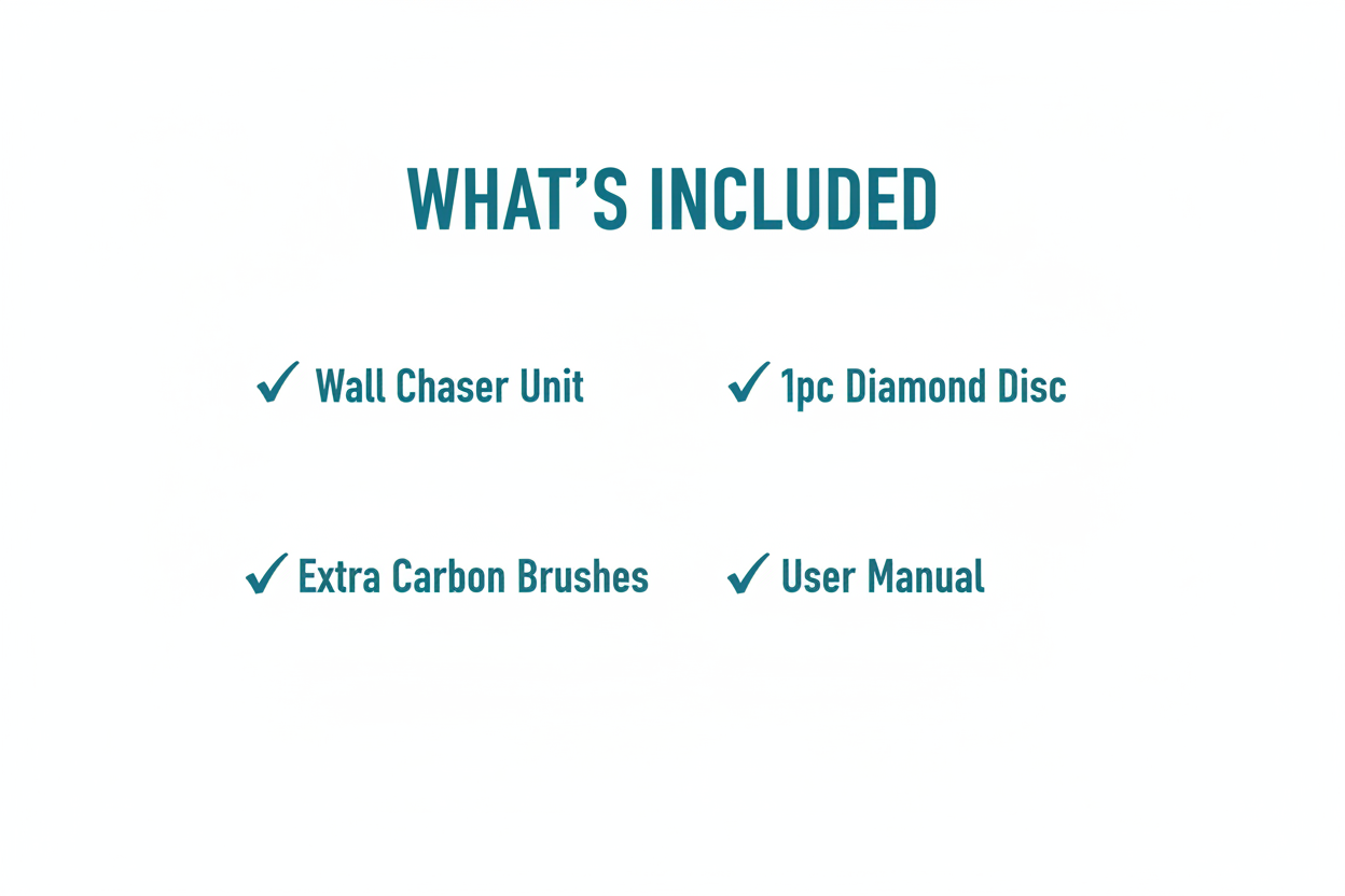 Wadfow WWAL151401 Package Contents - Wall Chaser, Diamond Disc, Carbon Brushes