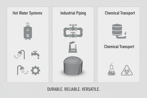 CPVC End Cap Applications - Hot Water Systems, Industrial Piping, Chemical Transport