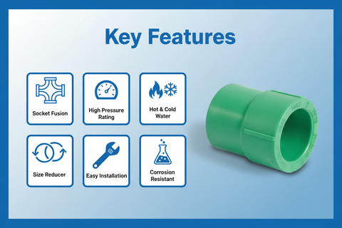 Features and benefits of PN-25 certified reducing socket PPRc fitting
