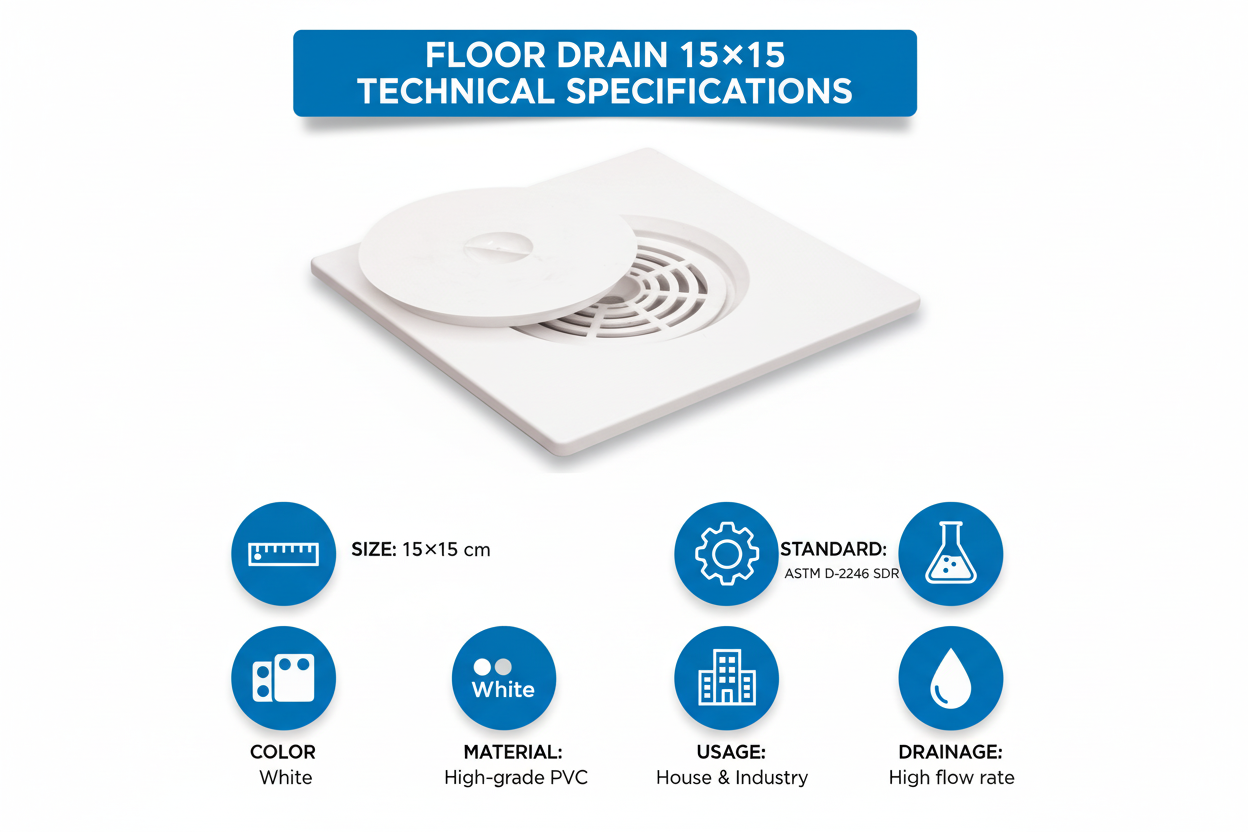 Floor Drain 15×15 Technical Specifications - Size, Standard, Material, Usage