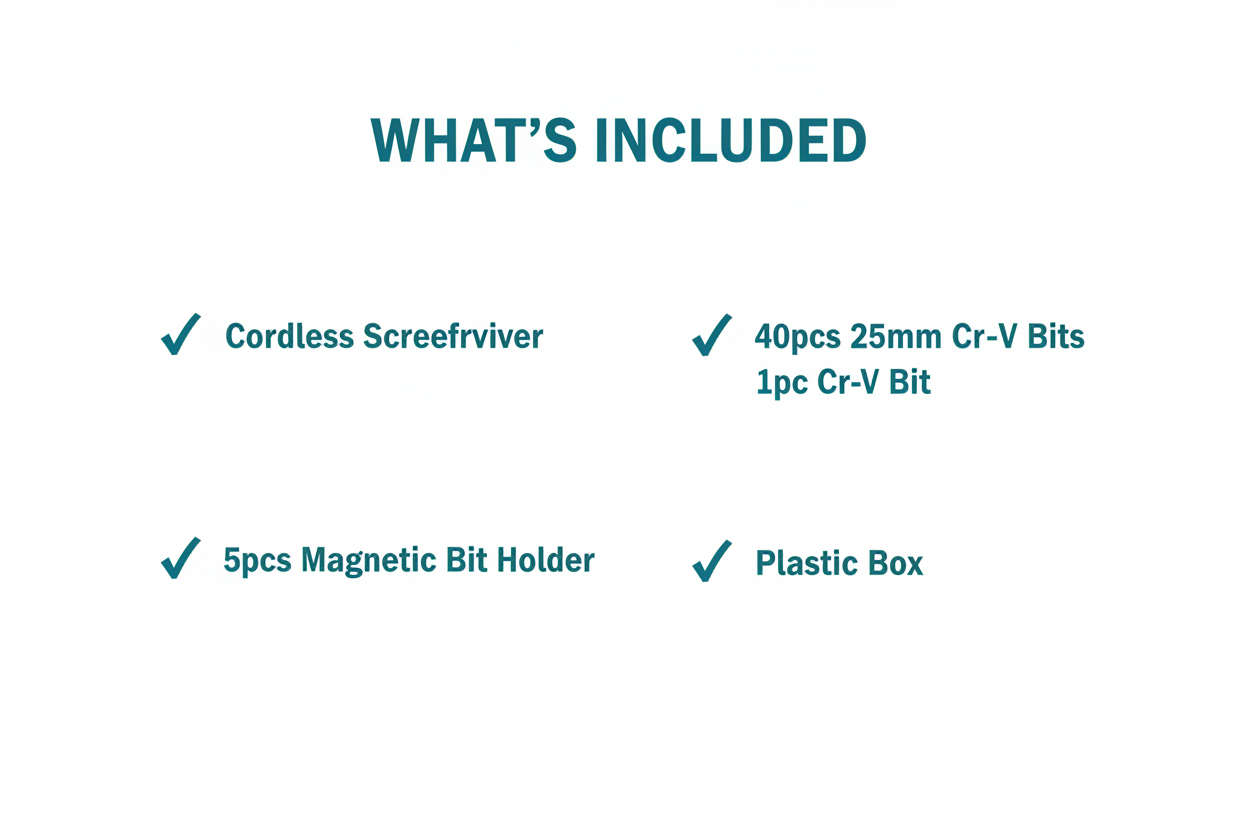 Ingco CSDLI0403 Package Contents - Screwdriver, 40pcs Bits, Magnetic Holder