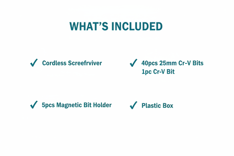 Ingco CSDLI0403 Package Contents - Screwdriver, 40pcs Bits, Magnetic Holder