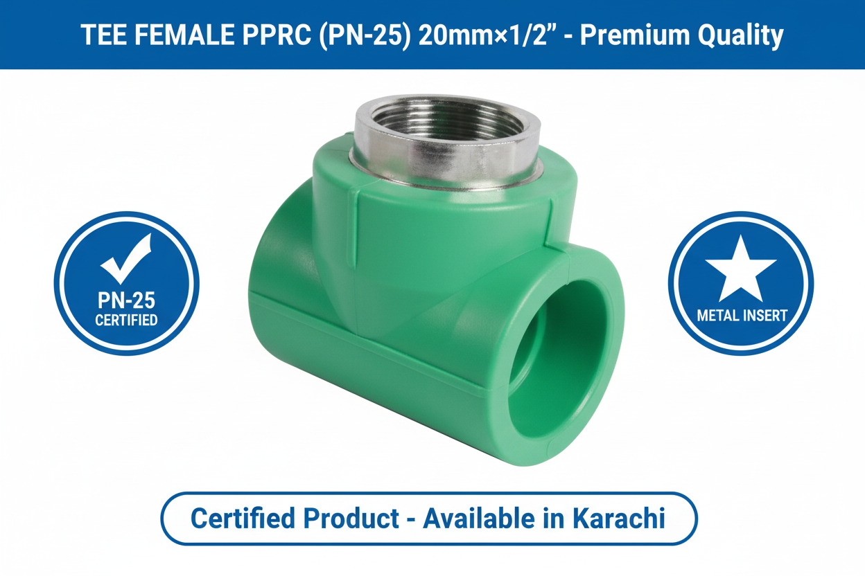 Tee Female PPRC PN-25 20mm×1/2 inch Quality Certification
