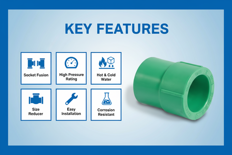 Features and benefits of PN-25 certified reducing socket PPRc fitting