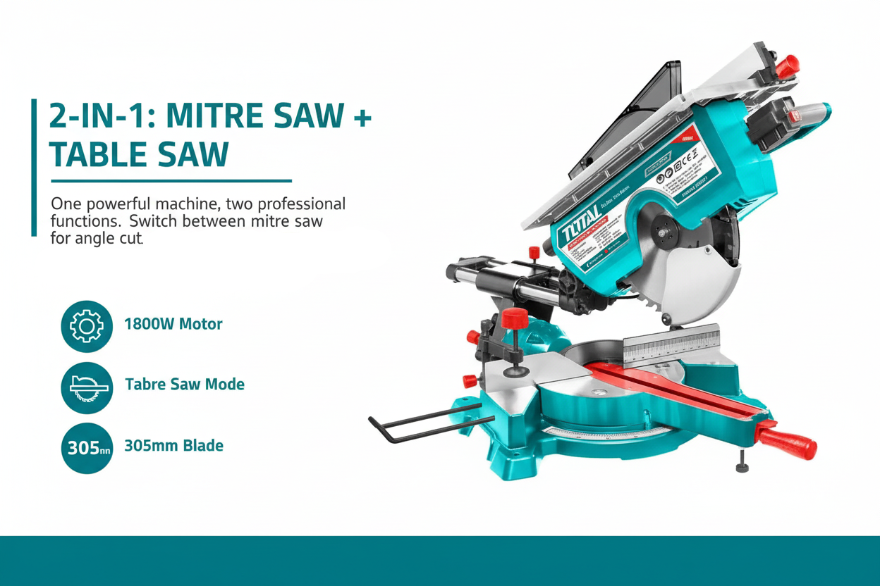 Total TMS43183051 2-in-1 Mitre Saw and Table Saw Function