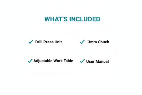 Wadfow WDP15350 Package Contents - Drill Press, Chuck, Adjustable Table