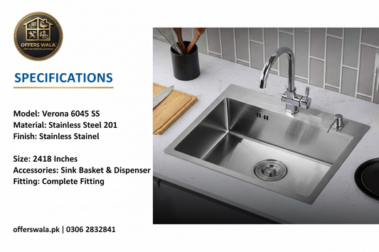 Verona Kitchen Sink 6045 SS Specifications Banner