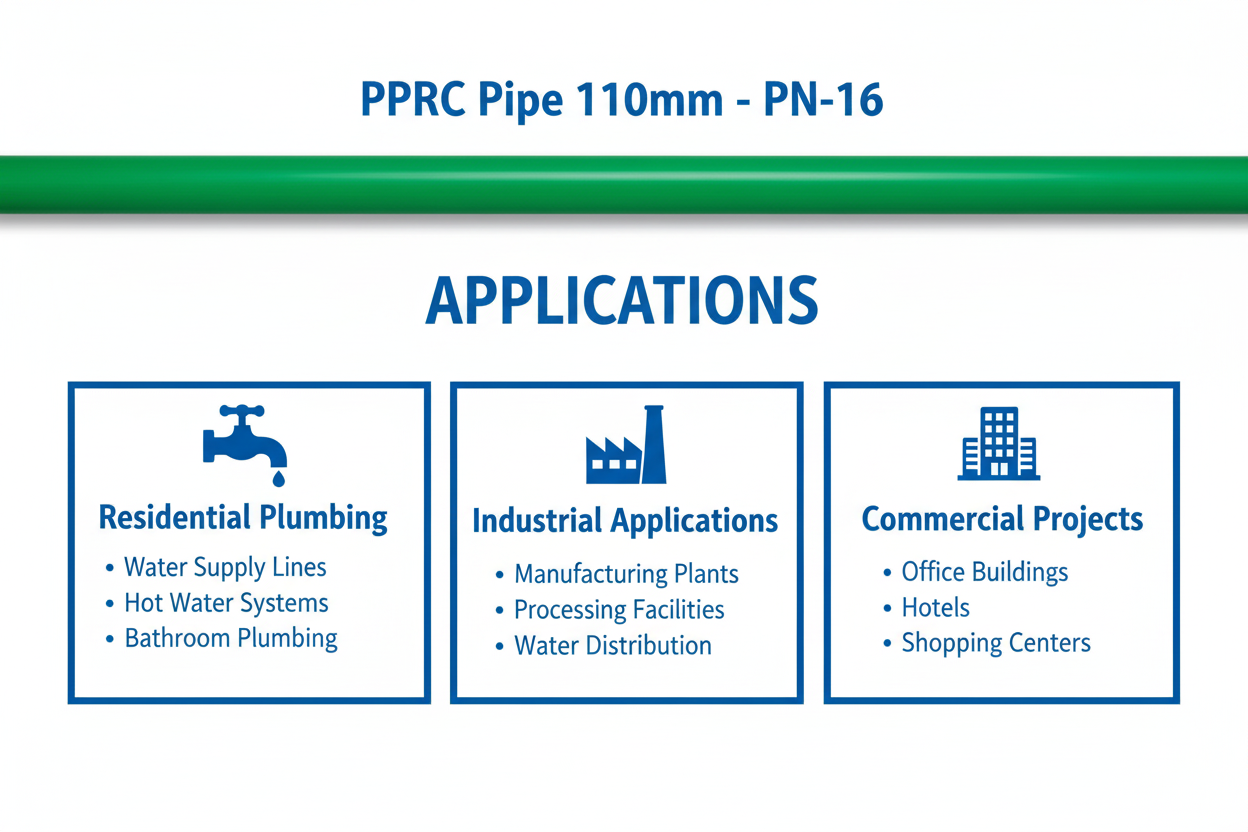 Pipe PPRC PN-16 110mm Applications - Residential Industrial Commercial