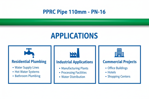Pipe PPRC PN-16 110mm Applications - Residential Industrial Commercial