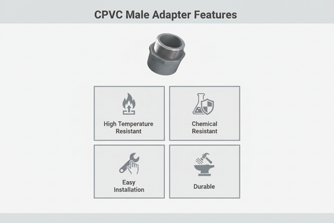 Gray CPVC Male Adapter Features - High Temperature Resistant, Chemical Resistant, Easy Installation, Durable