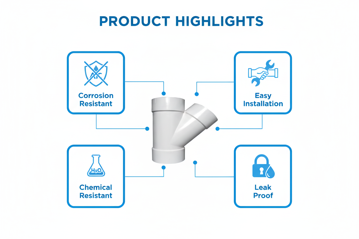 White UPVC Y-Tee Features - Corrosion Resistant, Easy Installation, Chemical Resistant, Leak Proof