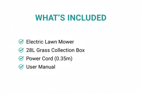 Total TGT612131 Package Contents - Lawn Mower, Grass Box, Power Cord