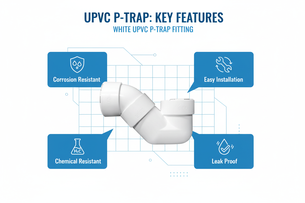 White UPVC P-Trap Features - Corrosion Resistant, Easy Installation, Chemical Resistant, Leak Proof
