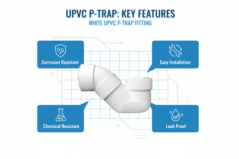 White UPVC P-Trap Features - Corrosion Resistant, Easy Installation, Chemical Resistant, Leak Proof
