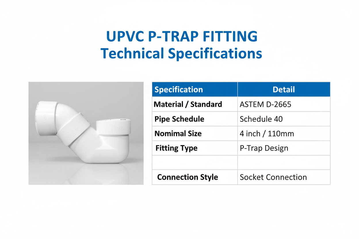 UPVC P-Trap Technical Specifications - Schedule 40, ASTM D-2665