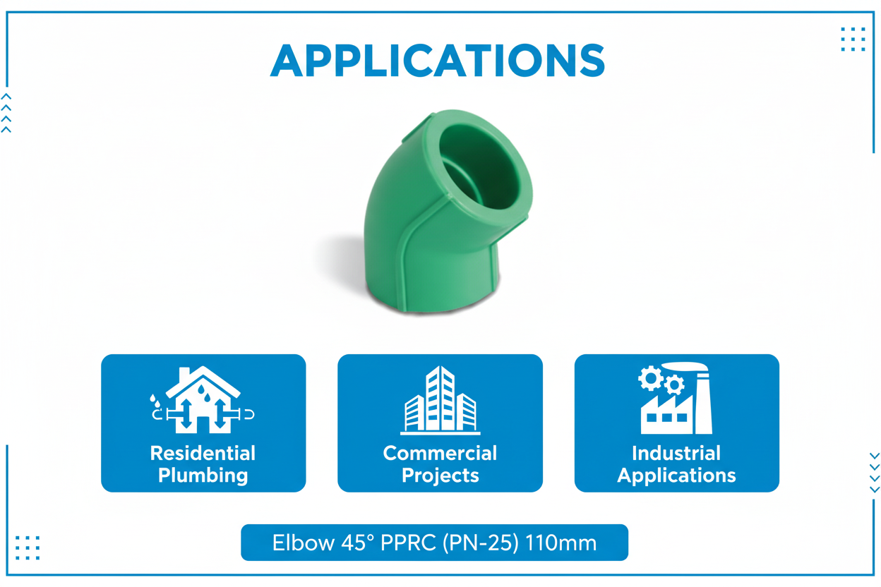 Elbow 45° PPRC PN-25 110mm Applications