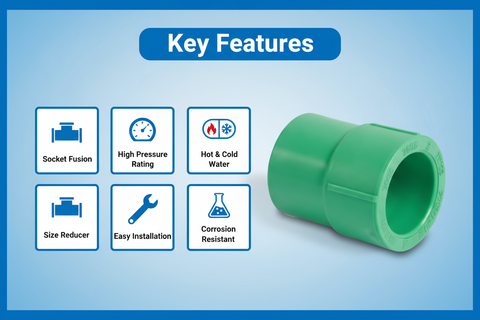 Features and benefits of PN-25 certified reducing socket PPRc fitting
