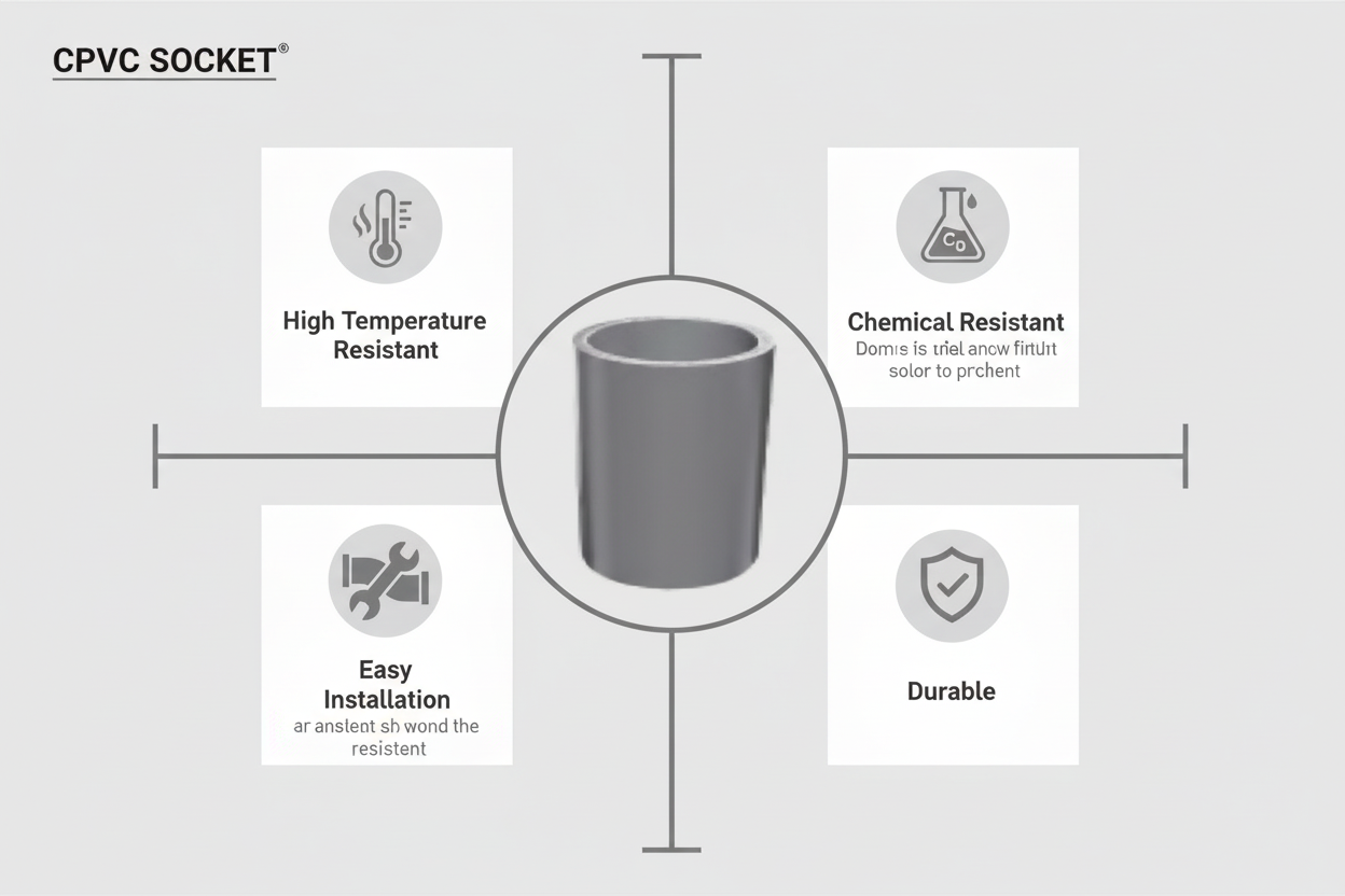 Gray CPVC Socket Features - High Temperature Resistant, Chemical Resistant, Easy Installation, Durable