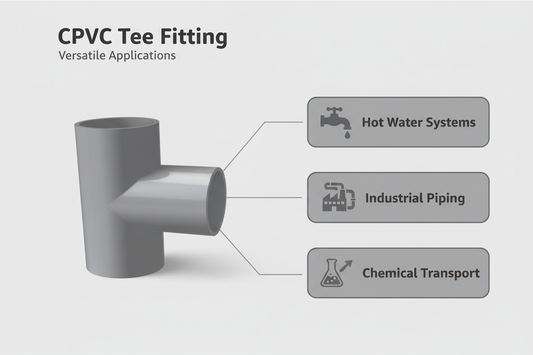 CPVC Tee Applications - Hot Water Systems, Industrial Piping, Chemical Transport