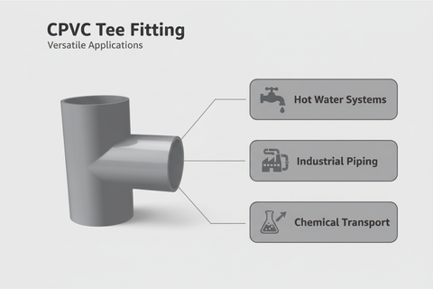 CPVC Tee Applications - Hot Water Systems, Industrial Piping, Chemical Transport