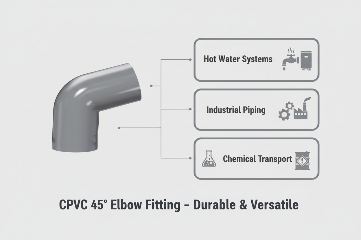 CPVC Elbow 45 Applications - Hot Water Systems, Industrial Piping, Chemical Transport