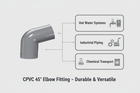 CPVC Elbow 45 Applications - Hot Water Systems, Industrial Piping, Chemical Transport