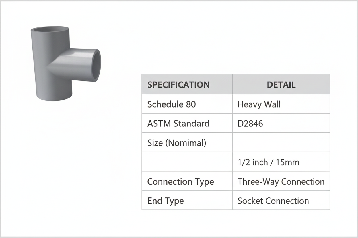 CPVC Tee Technical Specifications - Schedule 80, ASTM Standard