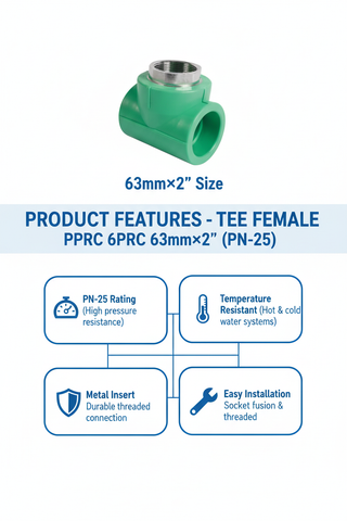 Tee Female PPRC PN-25 63mm×2 inch Product Features