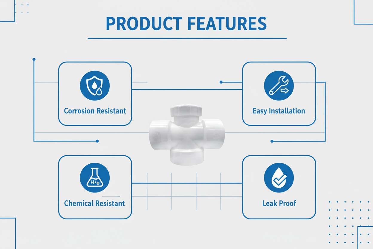 White UPVC P-Tee Features - Corrosion Resistant, Easy Installation, Chemical Resistant, Leak Proof