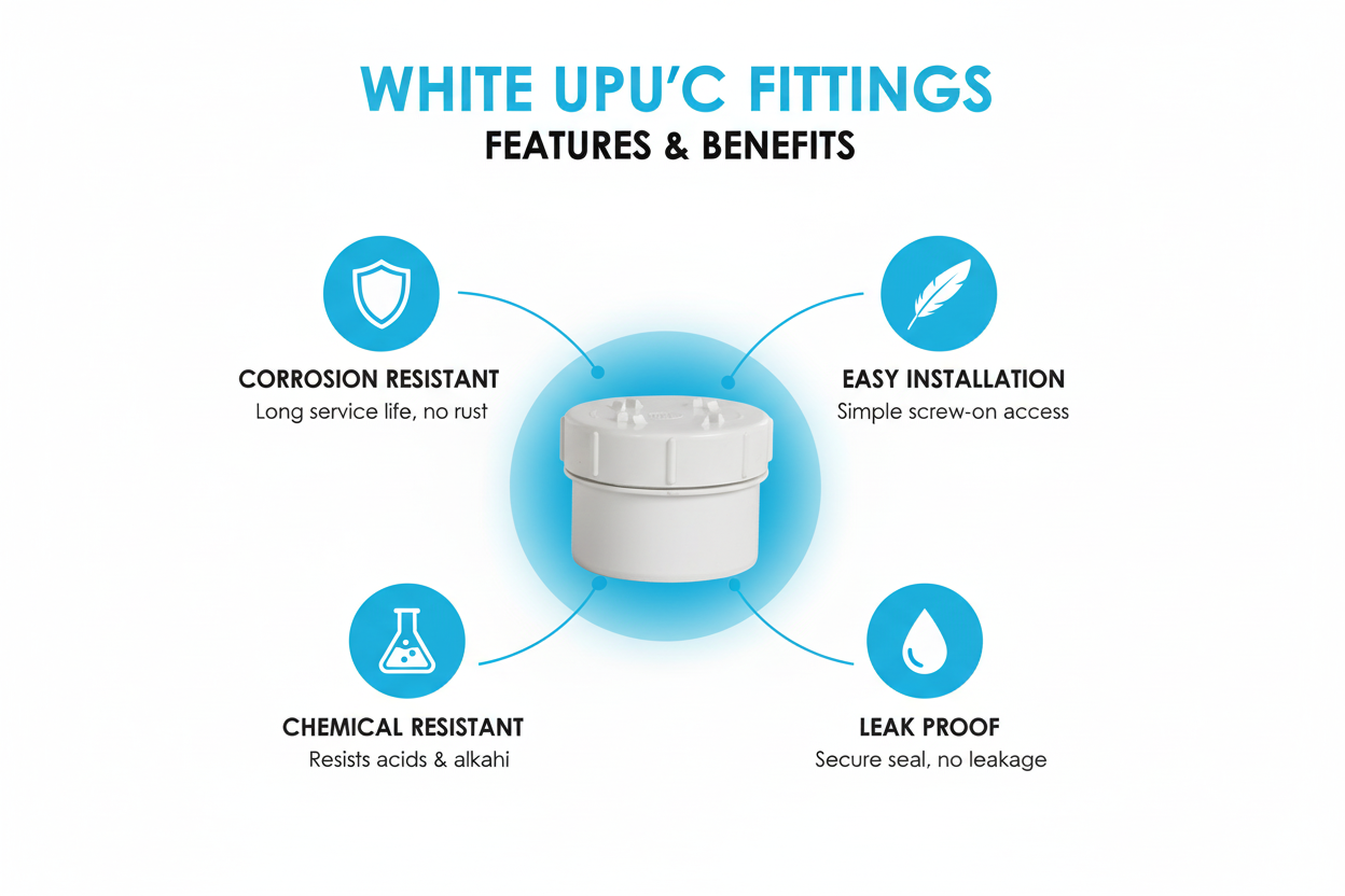 White UPVC Clean Insert Features - Corrosion Resistant, Easy Installation, Chemical Resistant, Leak Proof