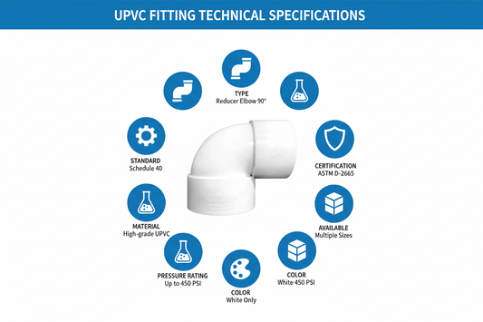 UPVC Reducer Elbow 90° Technical Specifications - Schedule 40, ASTM D-2665