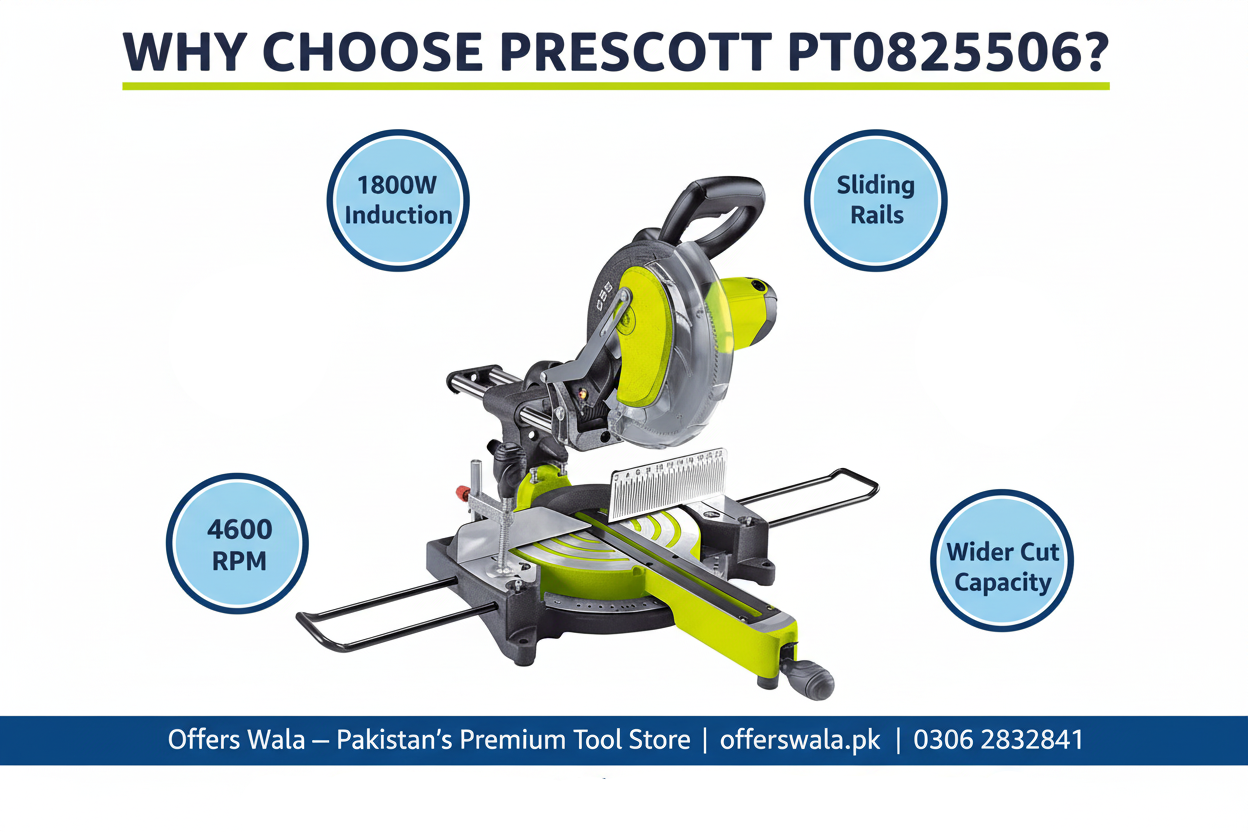 Why Choose Prescott PT0825506 Sliding Miter Saw - Offers Wala Pakistan