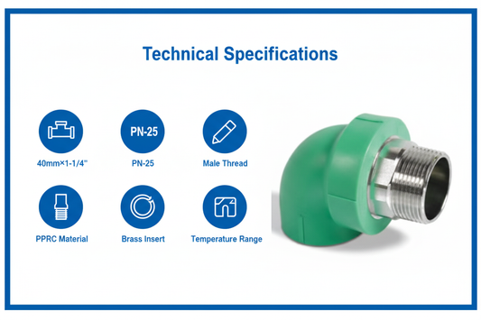 Elbow Male PPRC PN-25 40mm*1-1/4"