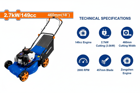 WADFOW WGM2A18 Technical Specifications - 2.7kW Power, 460mm Width, 149cc