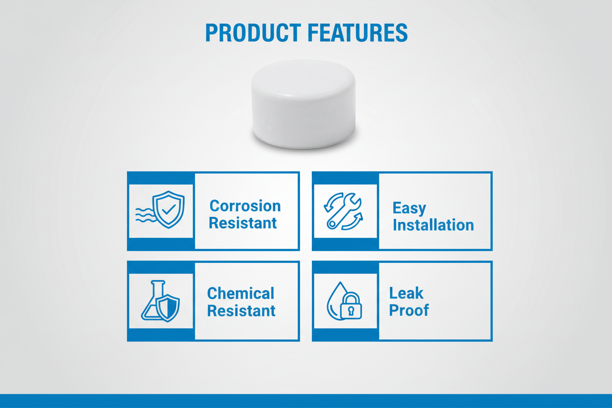 White UPVC End Cap Features - Corrosion Resistant, Easy Installation, Chemical Resistant, Leak Proof