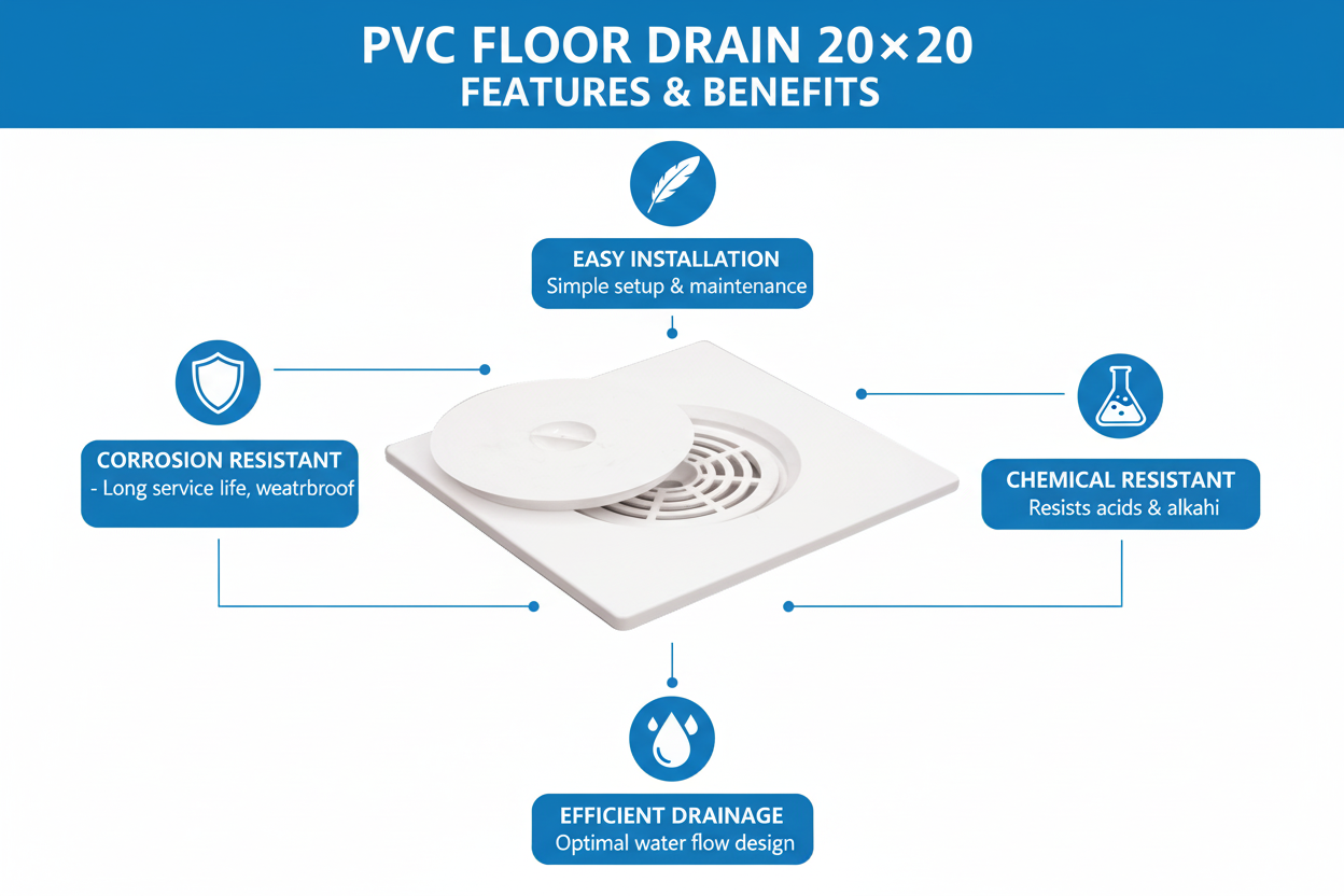 PVC Floor Drain 20×20 Features & Benefits - Corrosion Resistant, Easy Installation