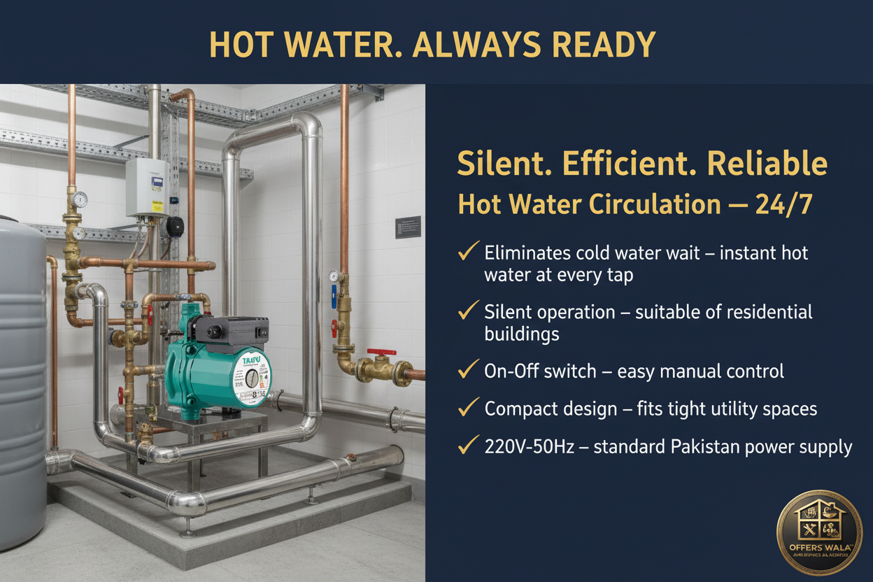 Hot Water Always Ready – A+ Lifestyle Panel Large Text