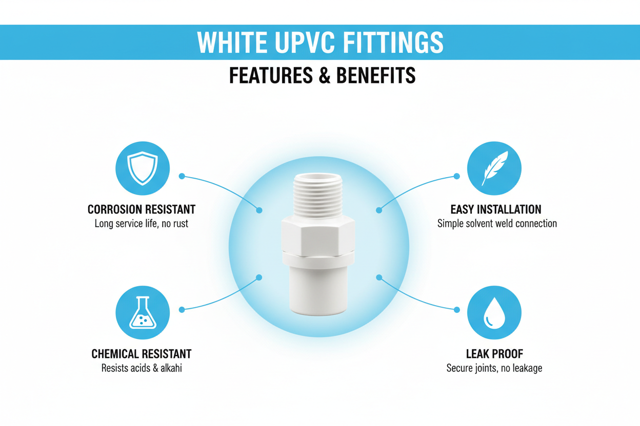 White UPVC V.Socket/Adapter Features - Corrosion Resistant, Easy Installation, Chemical Resistant, Leak Proof