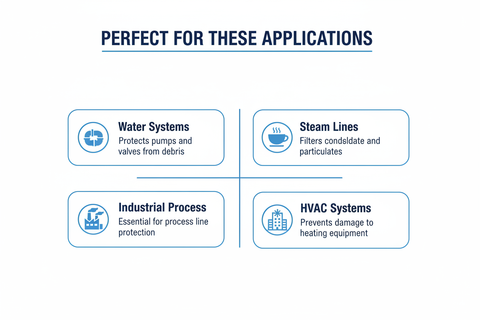 Perfect applications - water systems, steam lines, industrial process, HVAC systems