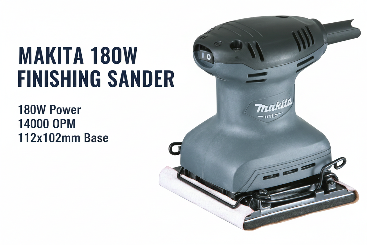 Makita 180W Finishing Sander Hero Banner - Professional Product Display