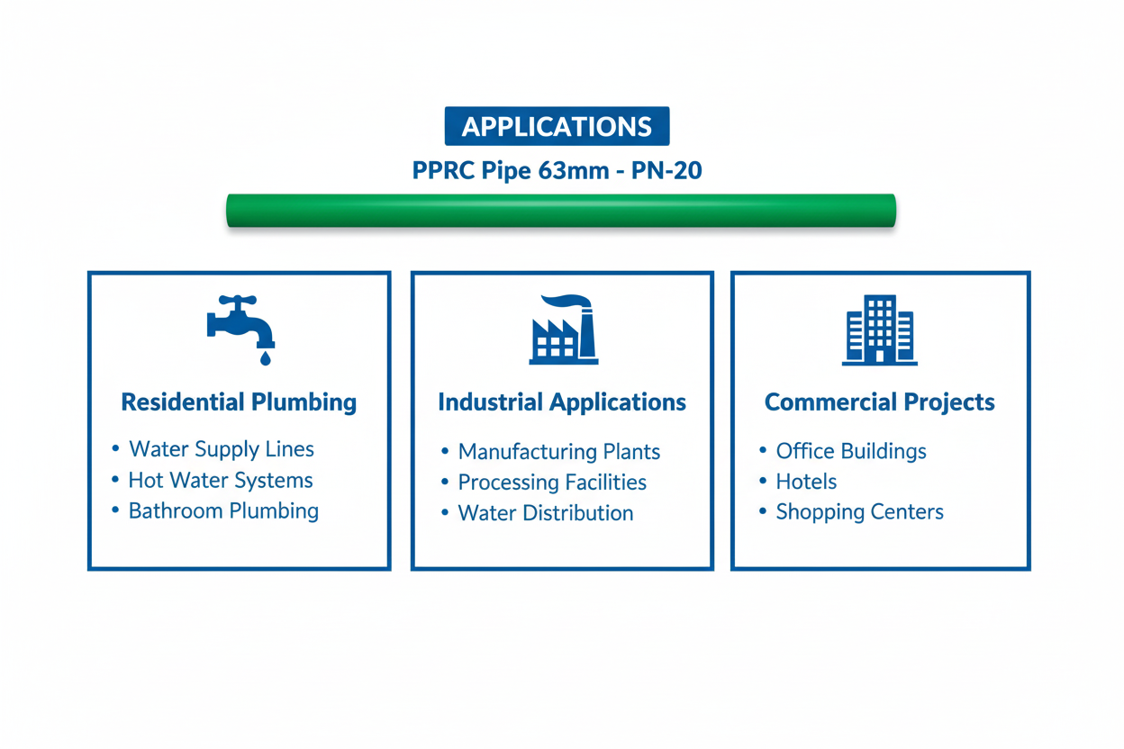 Pipe PPRC PN-20 63mm Applications - Residential Industrial Commercial