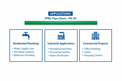 Pipe PPRC PN-20 63mm Applications - Residential Industrial Commercial