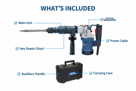 Gaocheng MAKSTAR GC-0810H Complete Package - Hammer, Chisel, Handle, Carrying Case